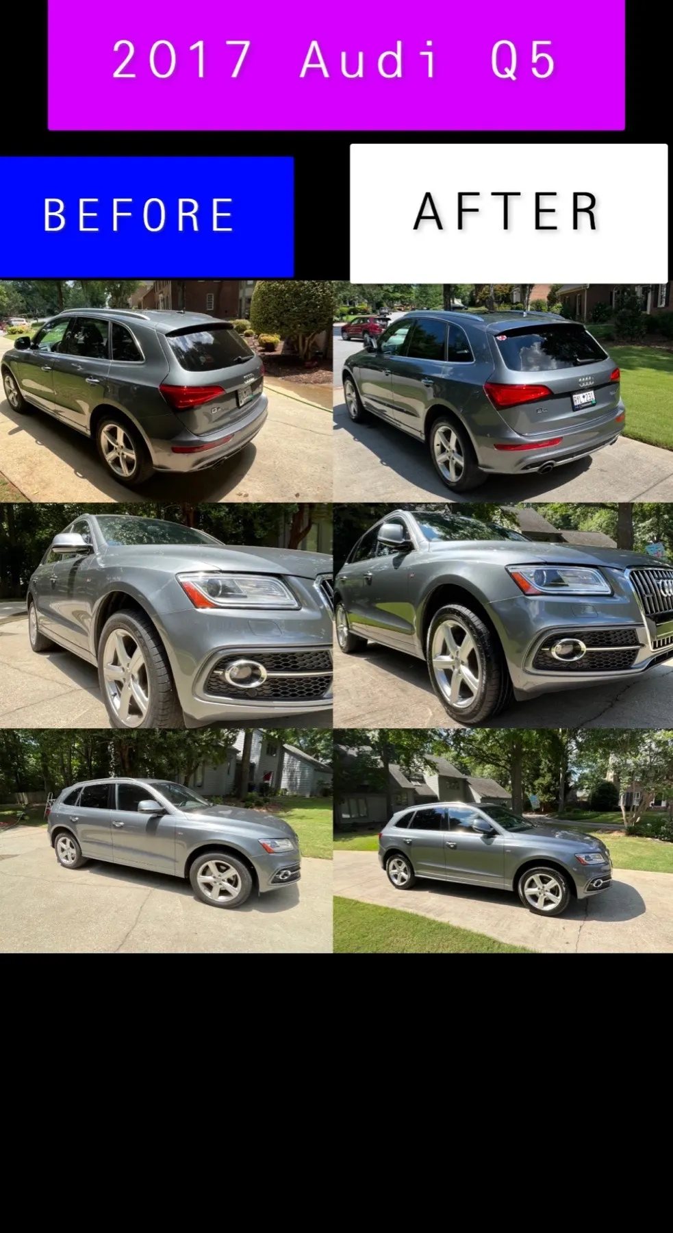 2017 Audi Q5 before and after detailing collage
