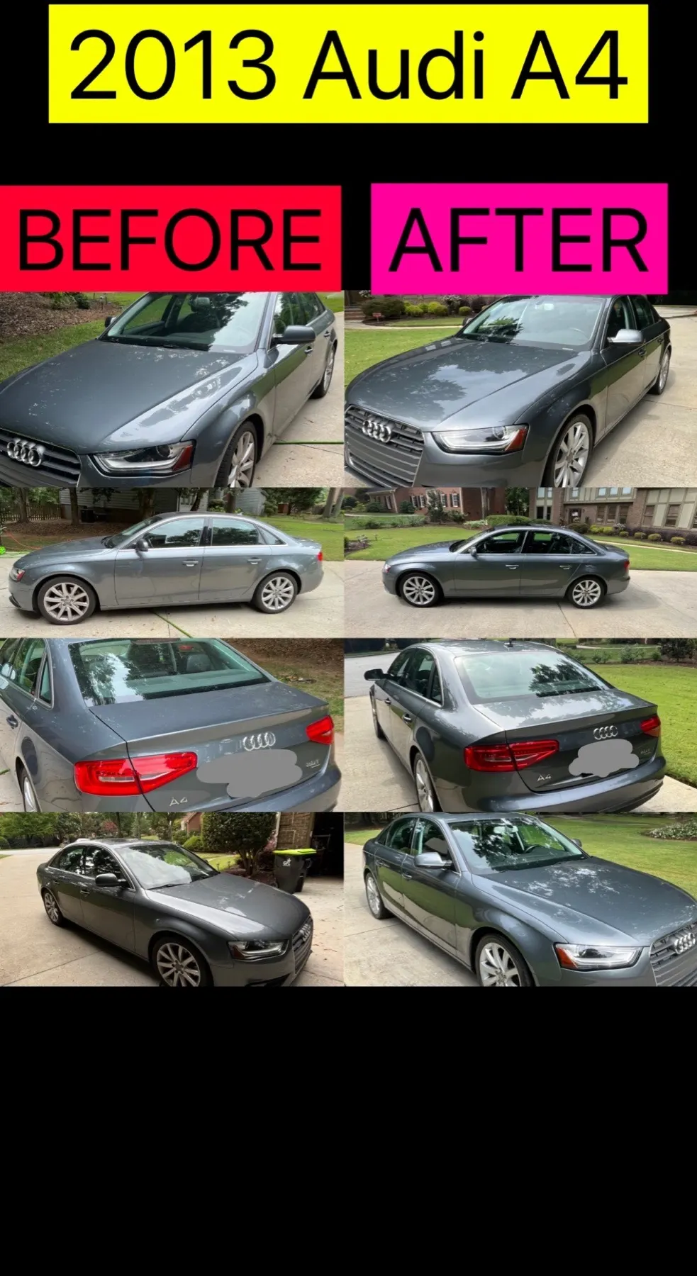 2013 Audi A4 before and after detailing collage
